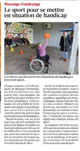 Handicap au travers du sport à l'école...